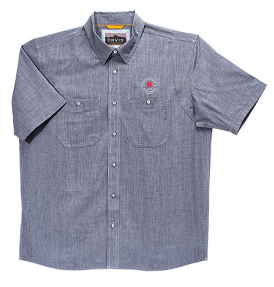 General Spyderco | Orvis® Men'S Tech Chambray Blue Work Shirt Short Sleeve