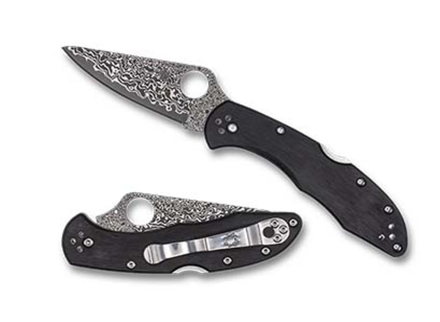 General Spyderco | Delica® 4 Black Pakkawood Damascus Exclusive