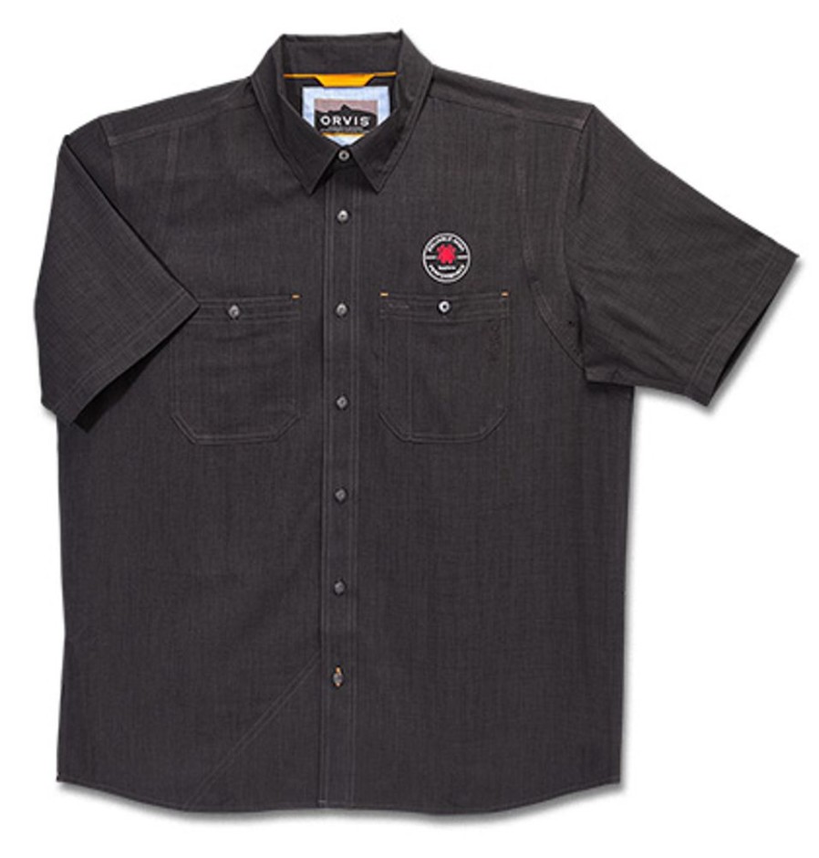 General Spyderco | Orvis® Men'S Tech Chambray Black Work Shirt Short Sleeve